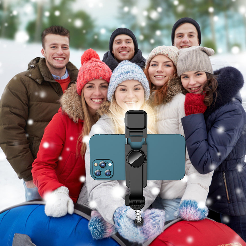 Adjustable selfie tripod with lights
